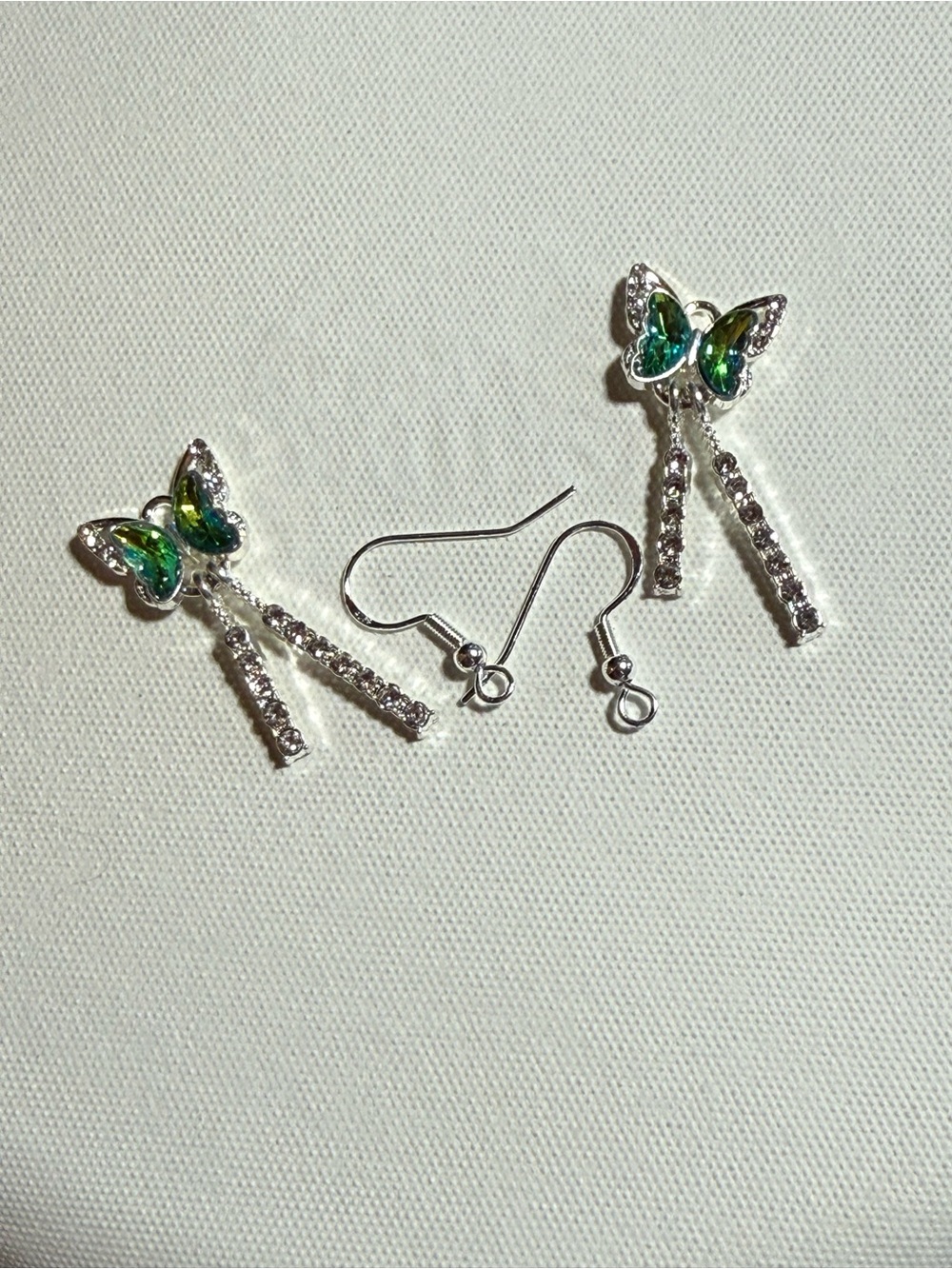 Green Butterfly Crystal Drop Earrings - Women Jewelry